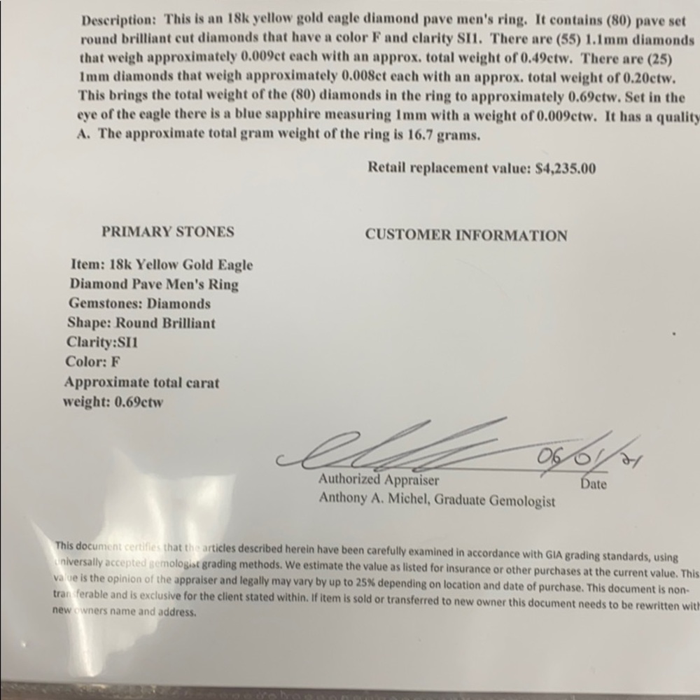 18k Solid Gold Eagle Diamonds Ring - image 8